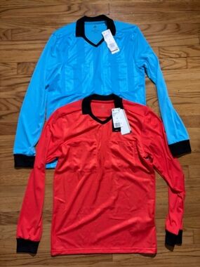 lot of 2 Adidas Climalite Referee 18 Long Sleeved V-Neck Jersey Men’s Sz S  New!